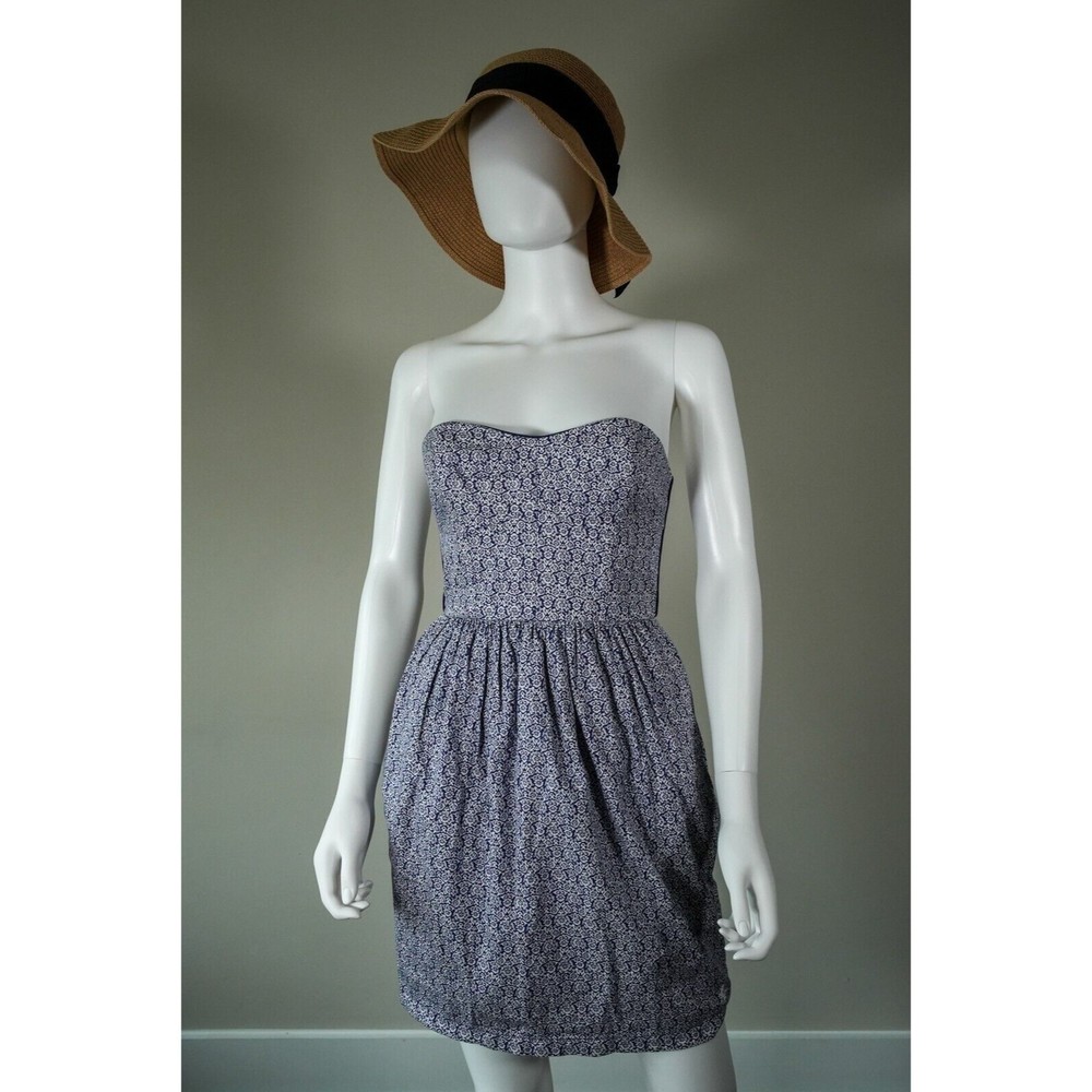 Women's Strapless Dress 4 Navy Floral Strapless Dress Side Pockets By Jack Wills